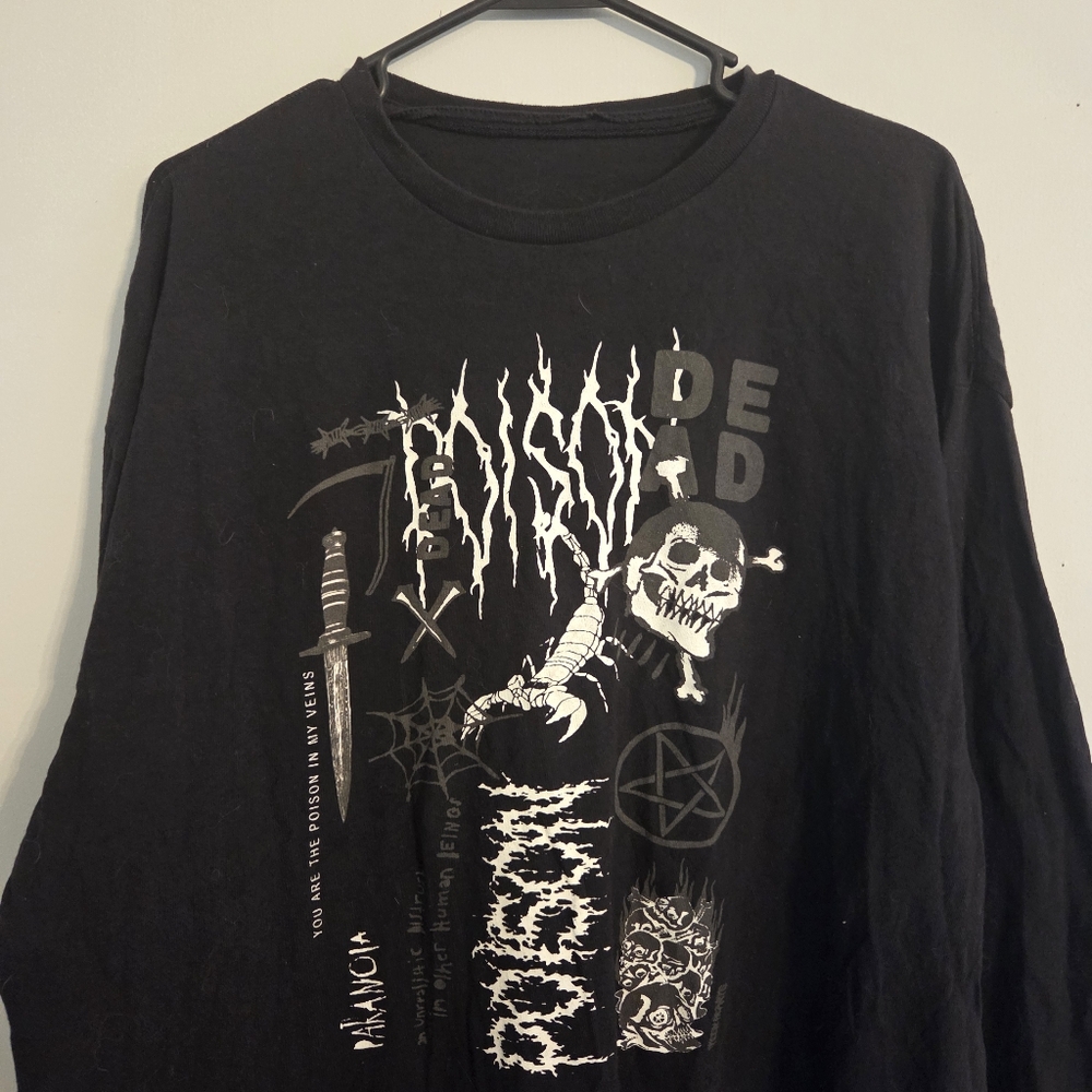 Teen Hearts Poison Skull Grunge Goth Graphic Long‎ sleeve shirt SIZE L